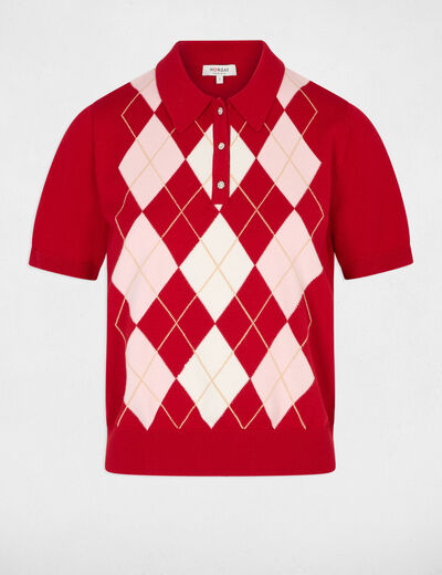Pull col polo rouge femme