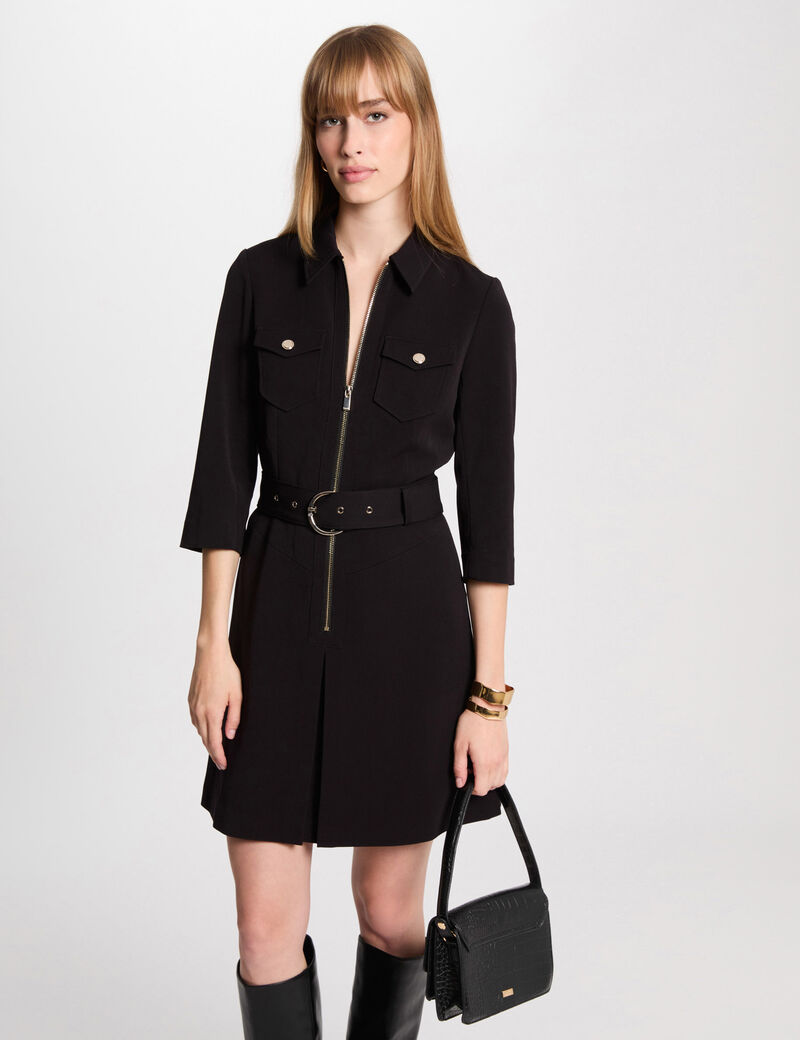 robe courte ajustee zippee noir femme Robe courte ajustée zippée noir femme
