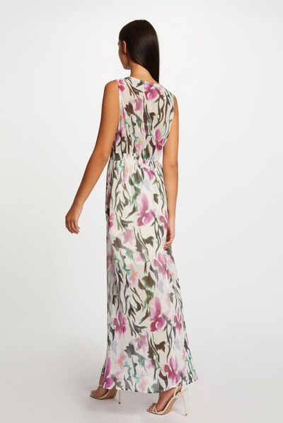 Robe longue droite imprimé floral multico femme
