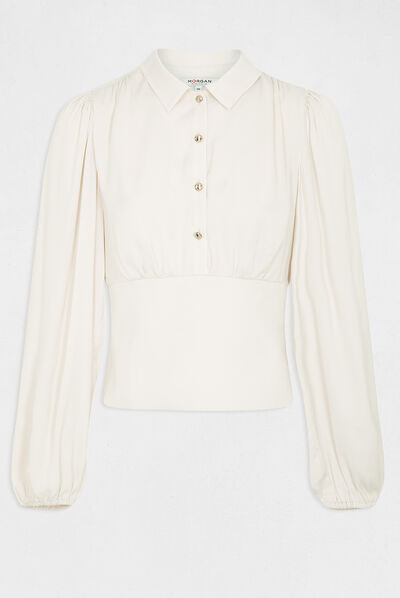 Blouse manches longues bouffantes ecru moyen femme