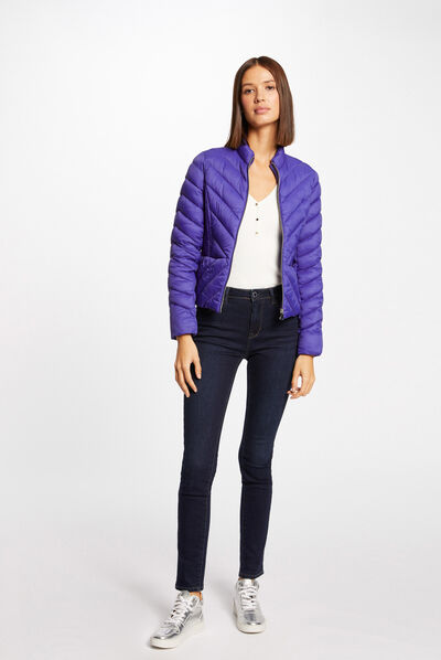 Doudoune droite zippée violet femme