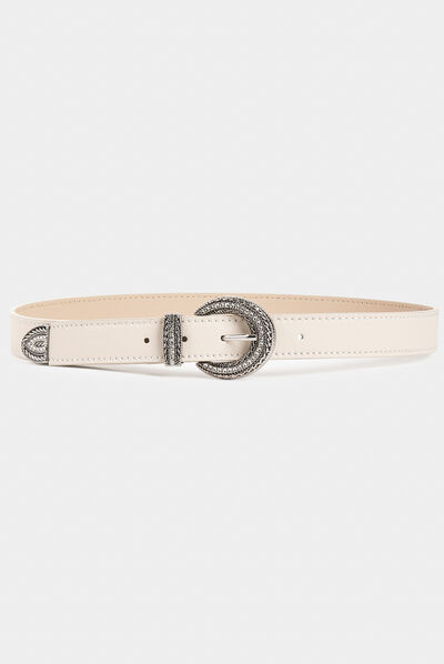Ceinture avec boucle à strass ivoire femme