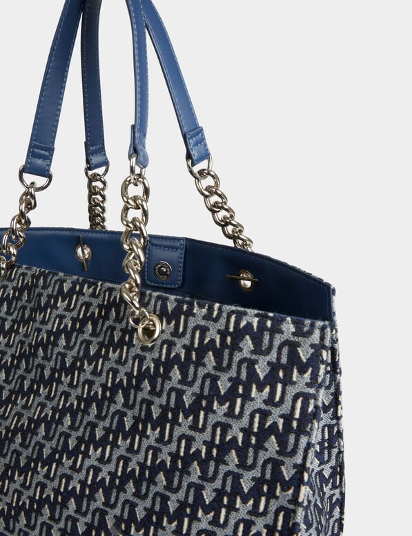 sac cabas imprime monogramme denim stone femme Sac cabas imprimé monogramme denim stone femme