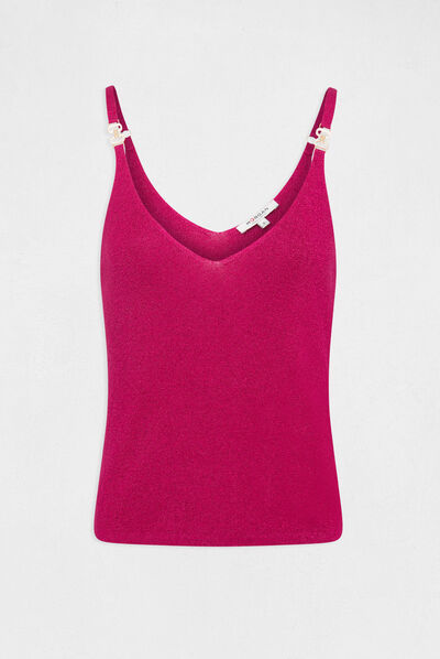 Pull débardeur bretelles fines rose fonce femme