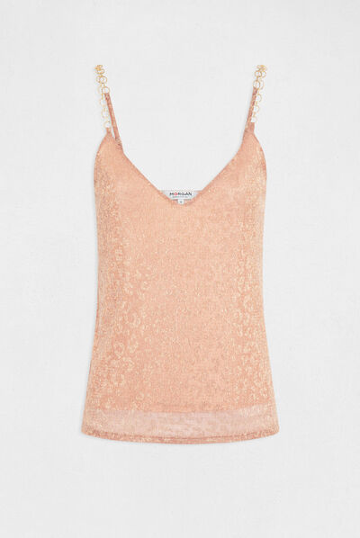 Débardeur ornements et imprimé léopard rose femme