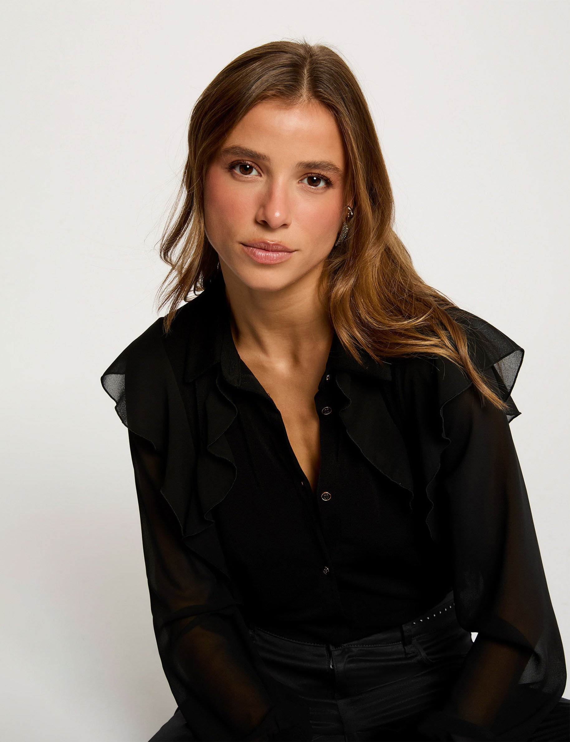 T shirt voile boutonné femme