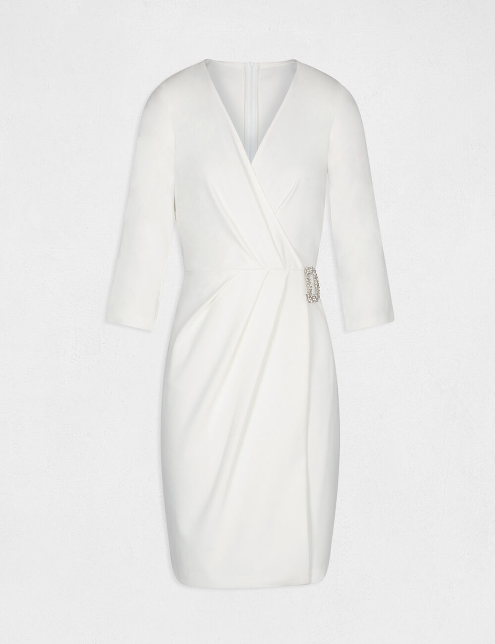 Robe portefeuille avec boucle ecru femme