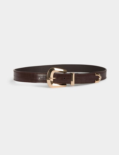 Ceinture croco bordeaux femme