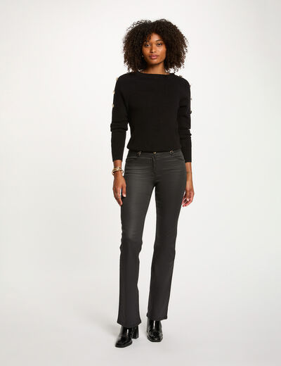 Pantalon bootcut enduit noir femme