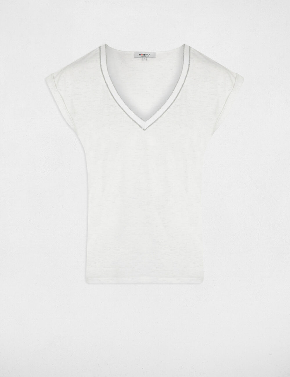 T-shirt manches courtes ivoire femme