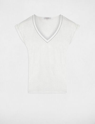 T-shirt manches courtes ivoire femme