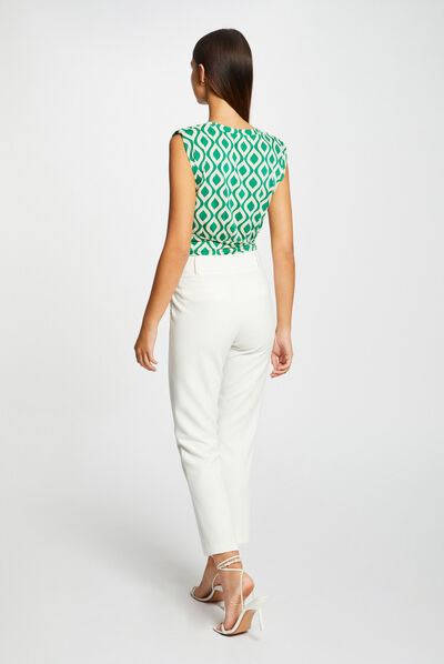 T-shirt imprimé géométrique vert femme
