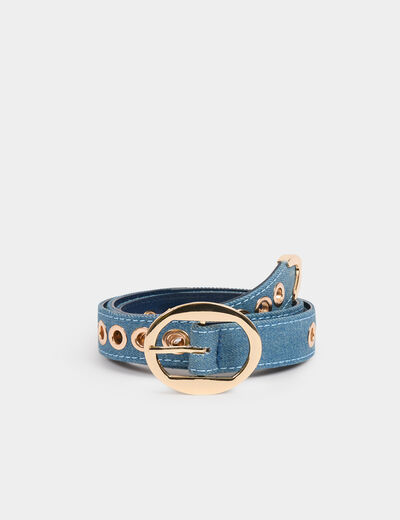 Ceinture en jean et oeillets denim stone femme