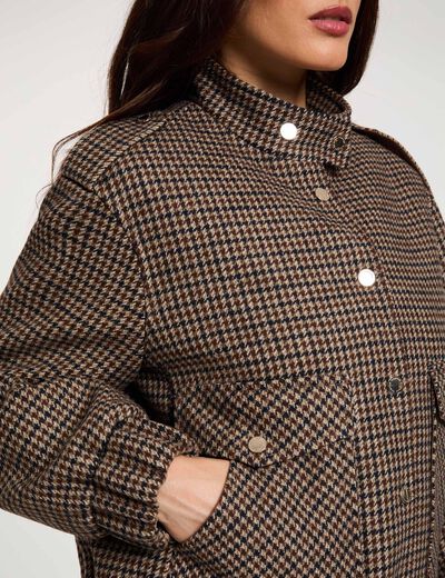 Blouson tweed col mao multicolore femme