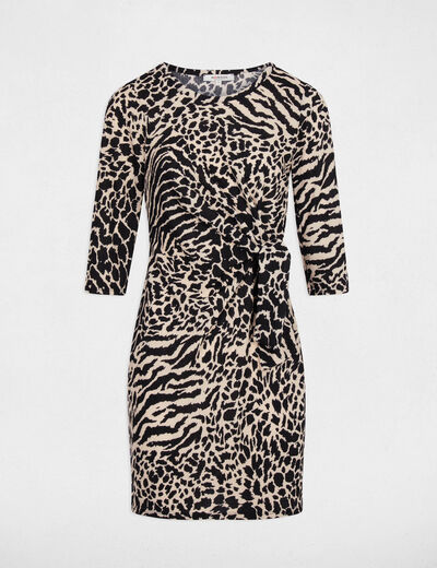 Robe ajust&eacute;e manches longues multicolore femme