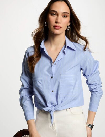 Chemise manches longues rayée multicolore femme