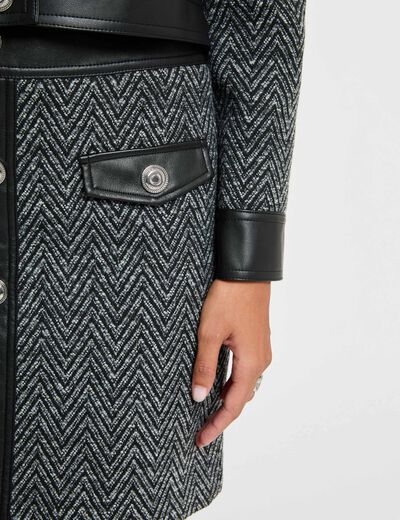Jupe tweed noir femme