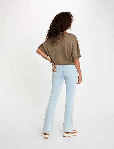 Pull oversize col v vert kaki femme