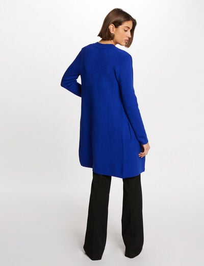 Gilet droit &agrave; col crant&eacute; bleu electrique femme