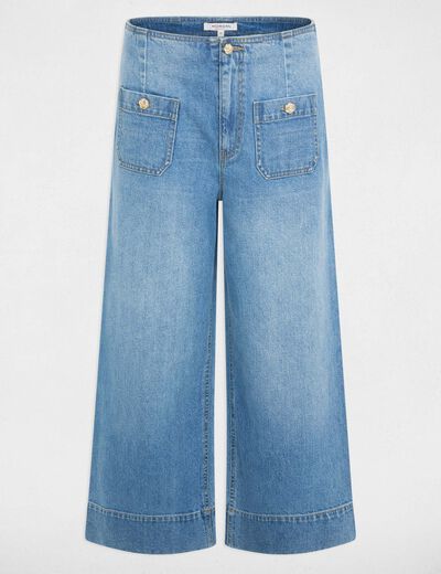 Jean large taille haute denim stone femme