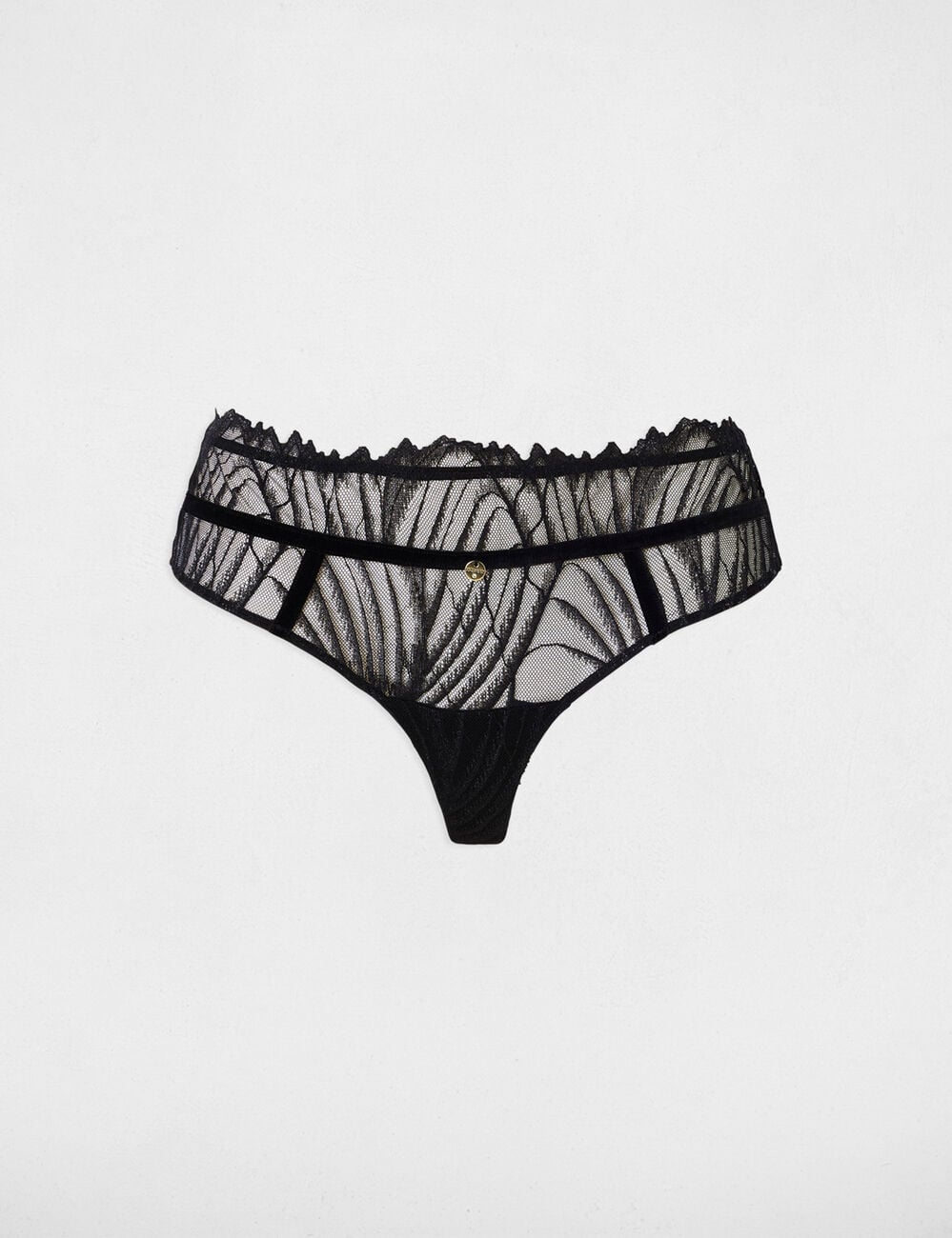 Shorty dentelle taille basse noir femme