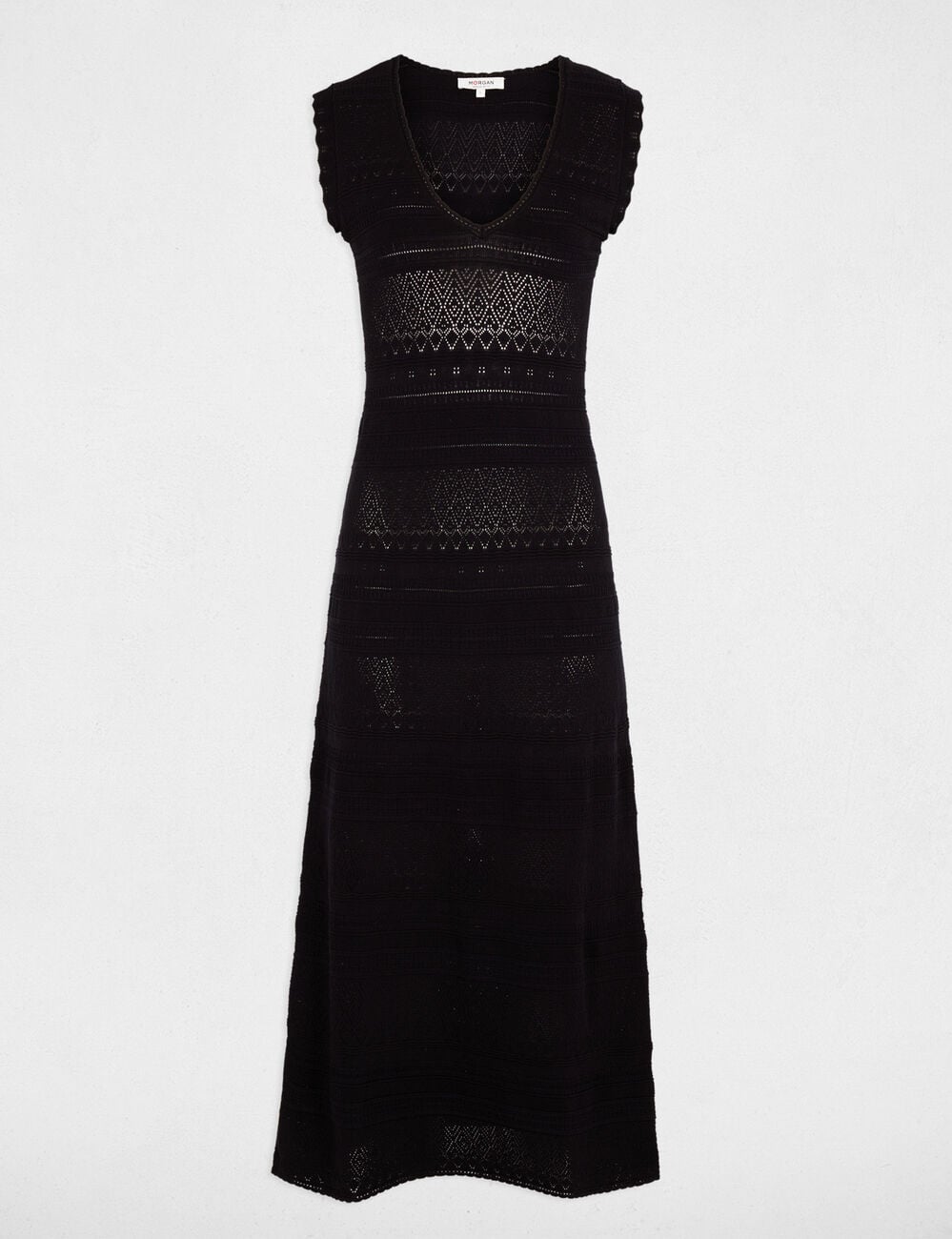 Robe tricot longue ajust&eacute;e bleu marine femme