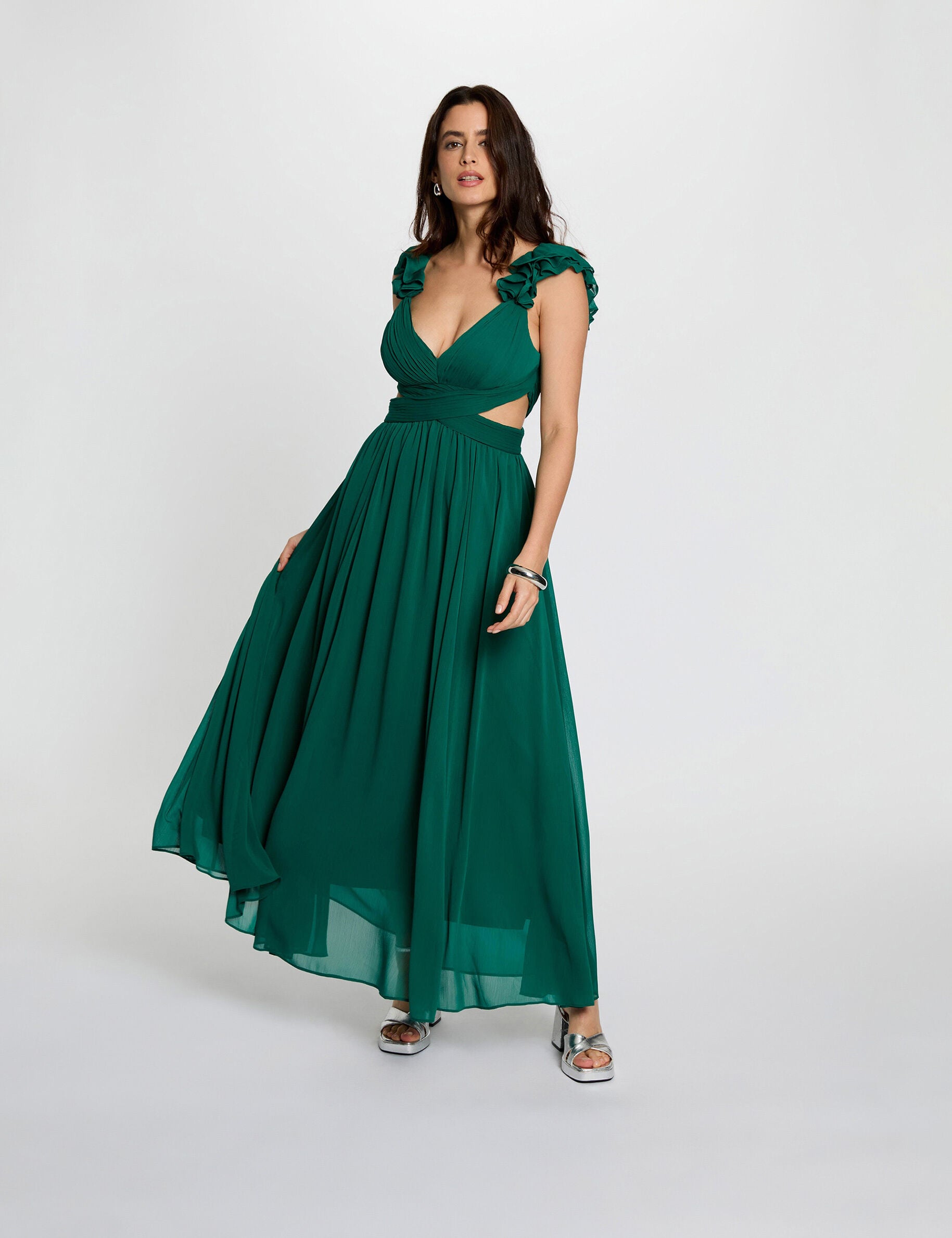 Robe longue droite fluide femme