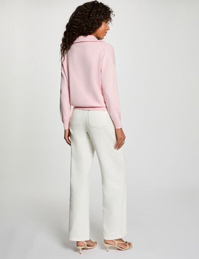 Pull col camionneur rose pastel femme