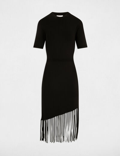 Robe tricot courte ajustée noir femme