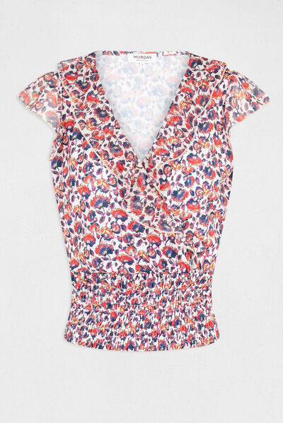 T-shirt manches courtes imprimé floral rose femme