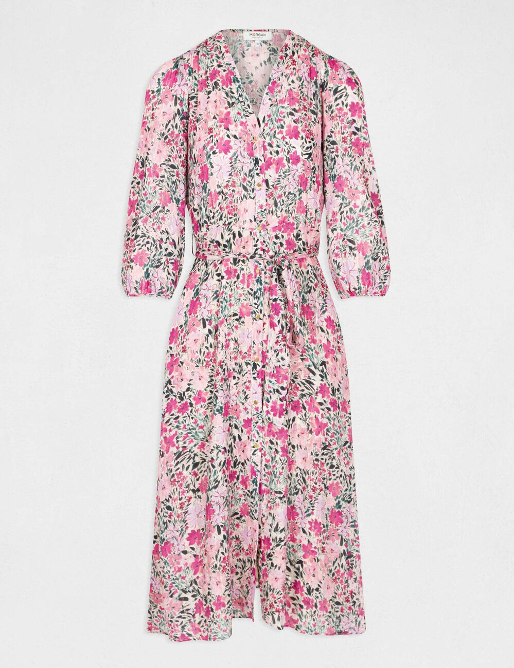 Robe longue droite imprimé floral multico femme