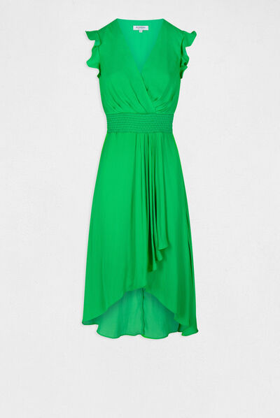 Robe droite fluide sans manches vert femme