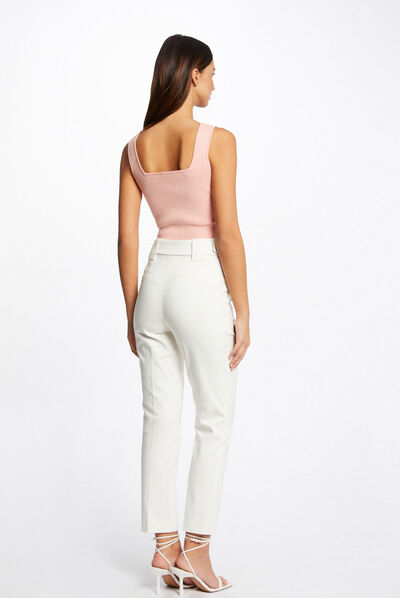 Débardeur pull bretelles larges rose moyen femme