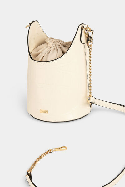 Sac seau avec détail effet tressé ivoire femme