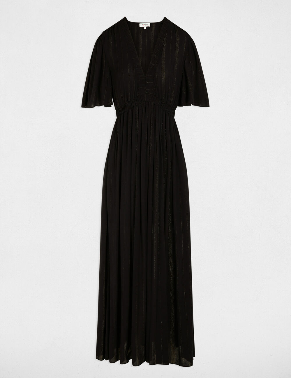 Robe longue col v bleu marine femme
