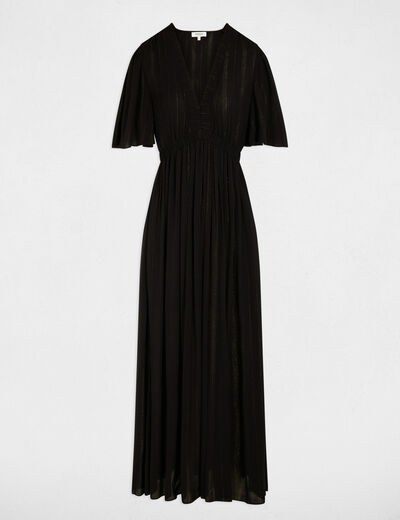 Robe longue col v bleu marine femme