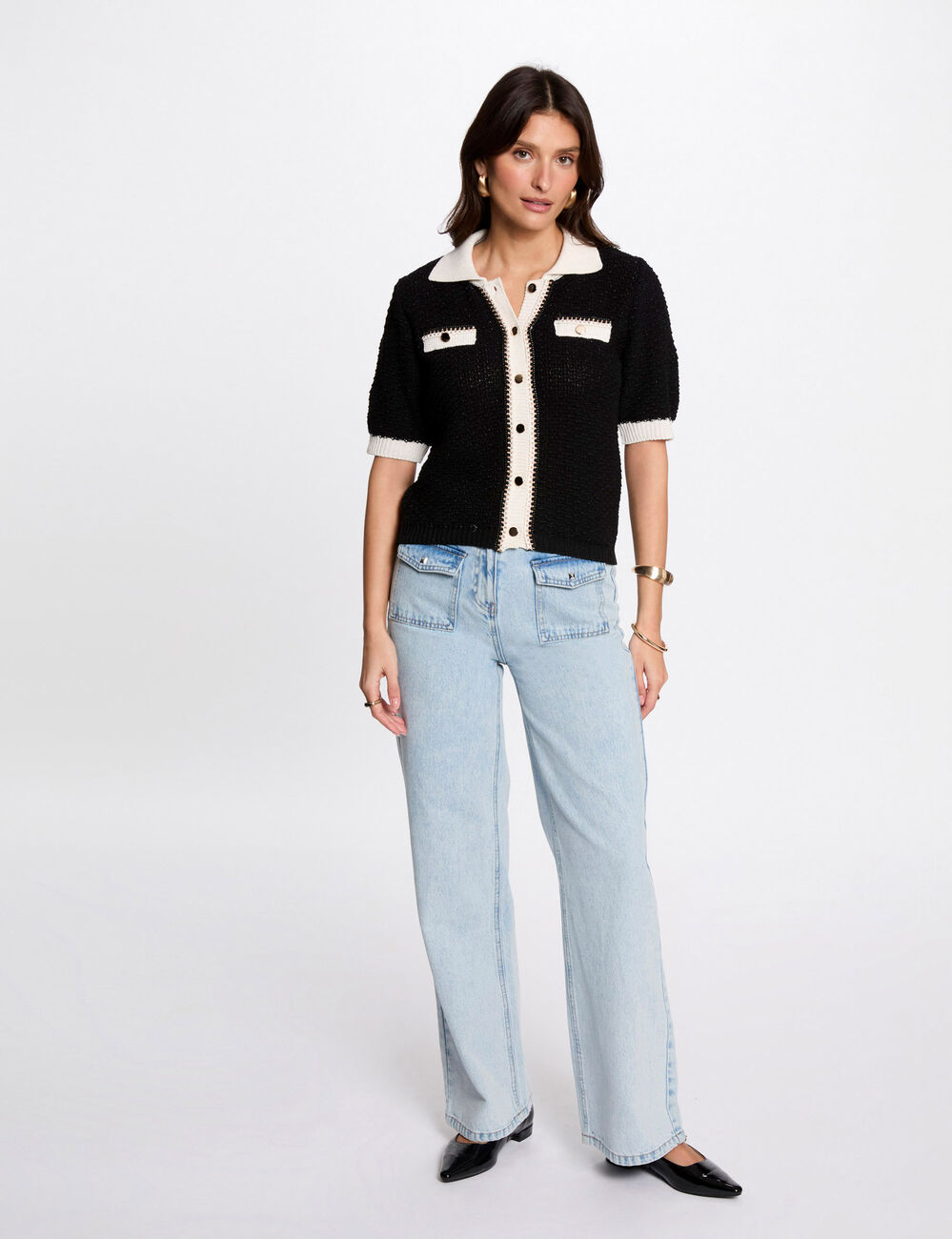 Gilet col à revers noir femme