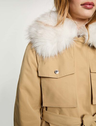 Parka col montant beige femme