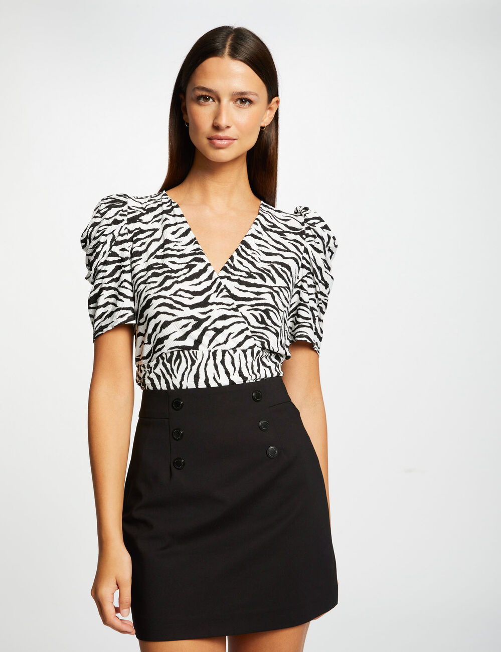 T-shirt manches courtes imprimé zèbre multico femme