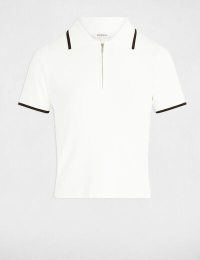 Pull manches courtes blanc femme