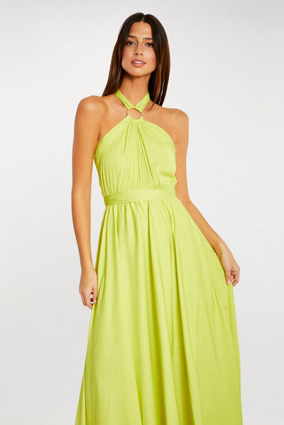 Robe longue sans manches anis femme