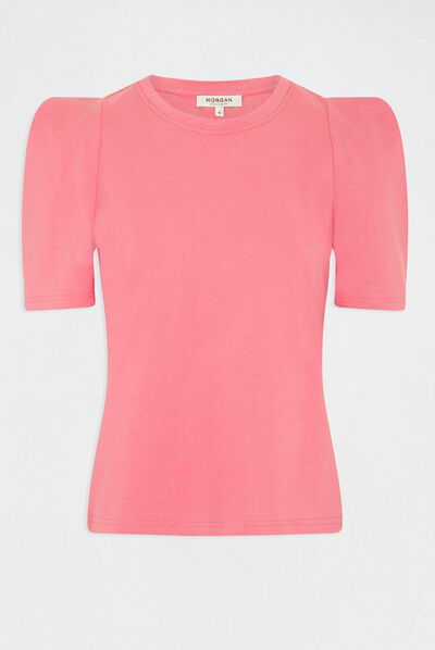 T-shirt manches courtes à épaulettes rose femme