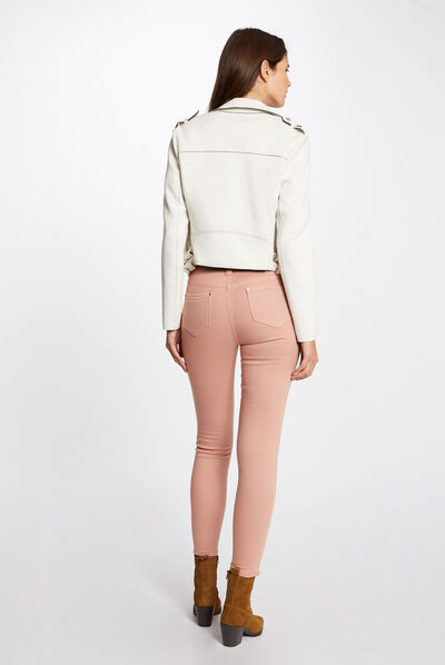 Jeans slim effet stretch vieux rose femme