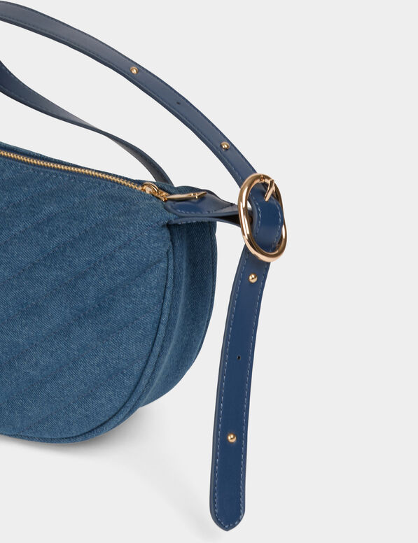 Sac demi-lune matelassé denim stone femme