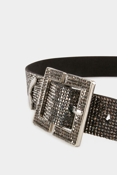 Ceinture avec strass gris moyen femme