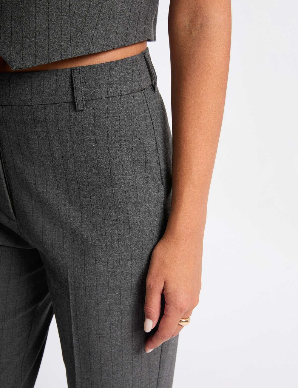 Pantalon jambe large gris moyen femme