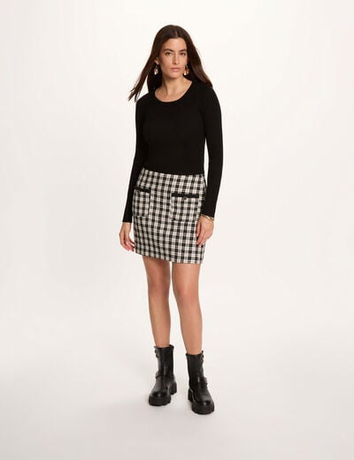 Robe courte tweed noir femme