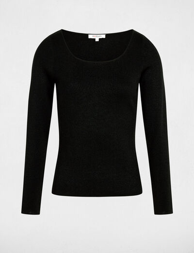 Pull cintr&eacute; col u noir femme