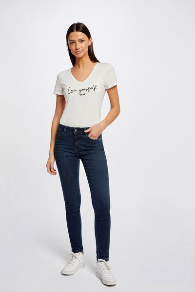 Jeans slim avec bandes sequins jean stone femme