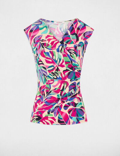 T-shirt manches courtes multicolore femme